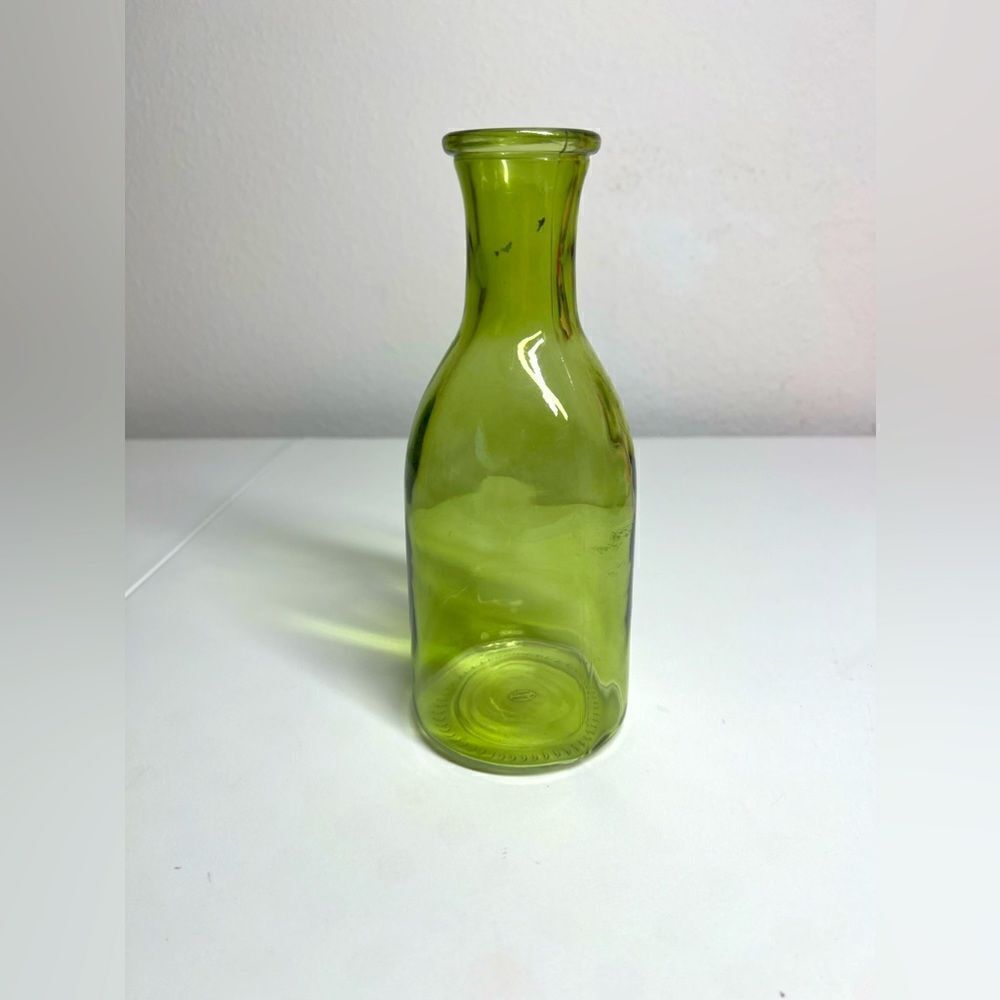 Collectible Vintage Green Blown Glass Bottle / Vase
